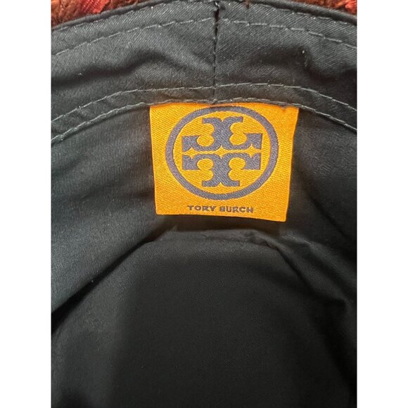 Tory Burch Burgundy & Red Glistening Tweed winter Fedora Hat Black Interior - Picture 4 of 6